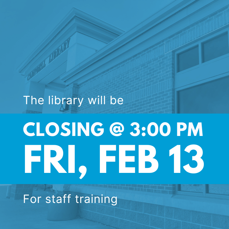 Library closing at 3pm on 2/14/2026