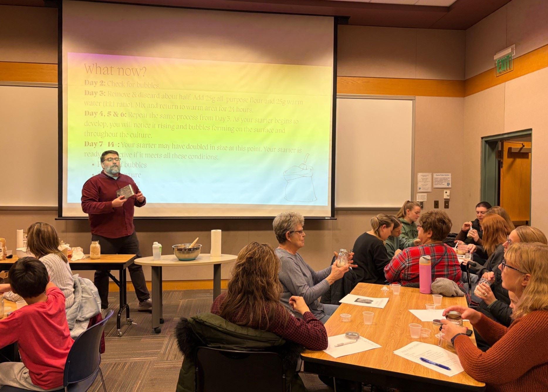 People of all ages attended our Sourdough Starting Class in the Large Meeting Room