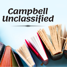 top of books standing upright and words Campbell Unclassified